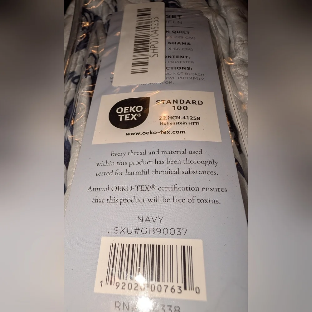 Coastal Theme Quilt with Shams Full/Queen With Bonus Pillow Blue White NIP - Picture 7 of 11